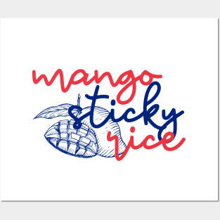 mango sticky rice - Thai red and blue - Flag color - with sketch Posters and Art